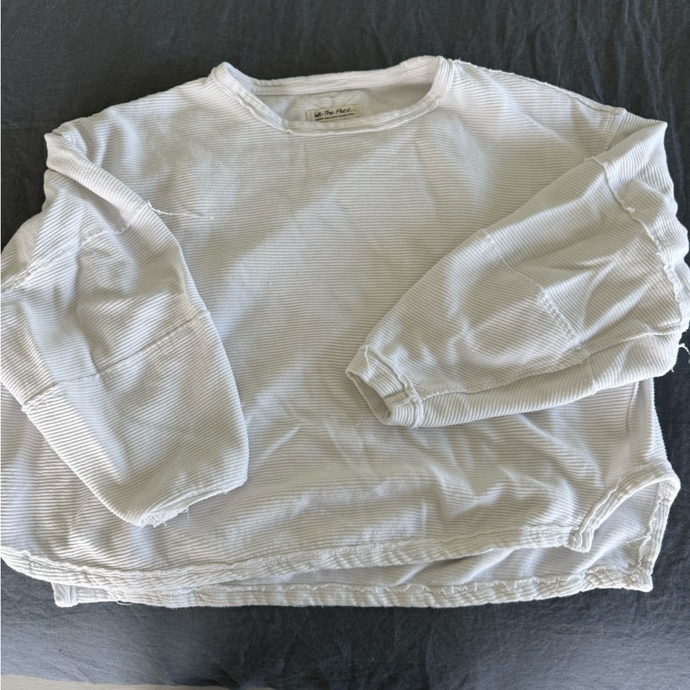 We The Free White Ribbed Pullover Top